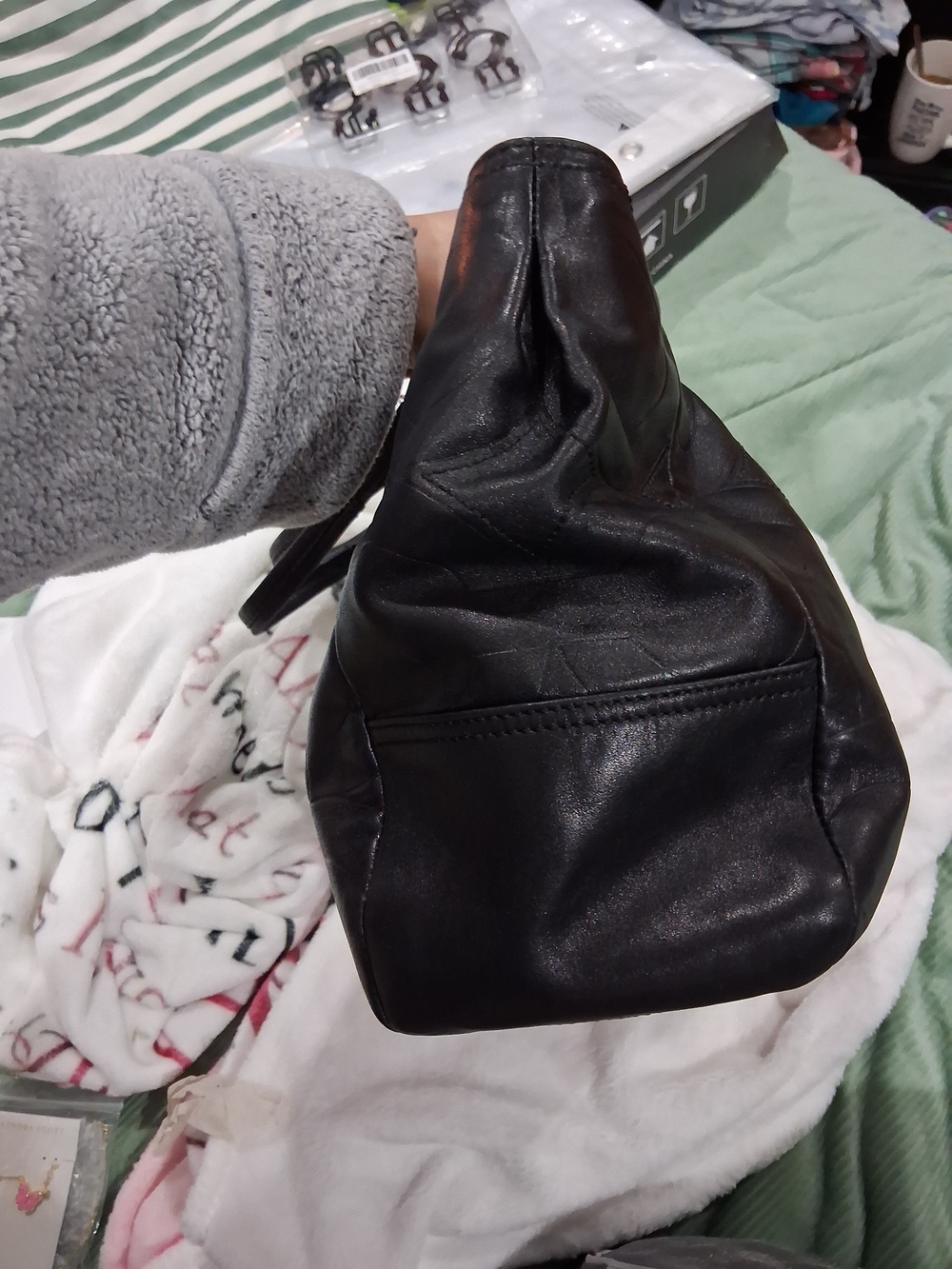 Coach Black Leather Quilted Shoulder Tote with Silver Hardware - Picture 8 of 9